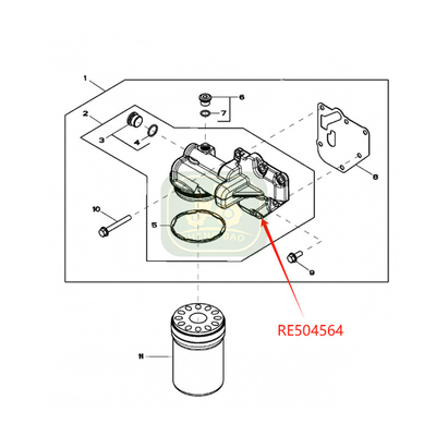 엔진 시스템 RE504564 R502505  트랙터용 오일 필터 헤드