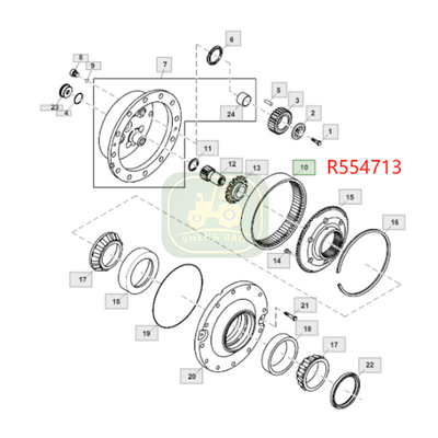 JD 트랙터용 구동 시스템 70T R554713 R229687 링 기어